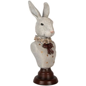 Clayre & Eef 6PR5362 Decoratie Borstbeeld Konijn Grijs 13x12x39 cm
