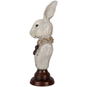 Clayre & Eef 6PR5362 Decoratie Borstbeeld Konijn Grijs 13x12x39 cm