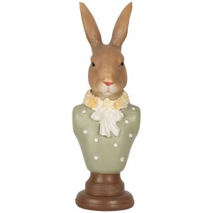 Clayre & Eef 6PR5364 Decoratiebuste Konijn Bruin Groen 6x5x18 cm Polyresin