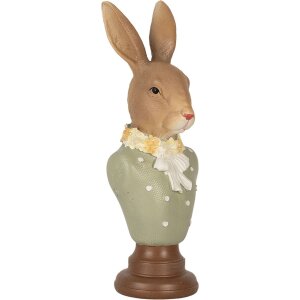 Clayre & Eef 6PR5364 Decoratiebuste Konijn Bruin Groen 6x5x18 cm Polyresin