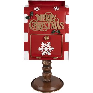 Clayre & Eef 6Y5633 Brievenbus Roodbruin 27x22x51 cm Kerst in landelijke stijl