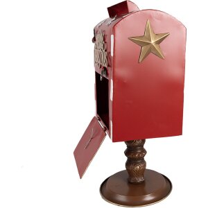 Clayre & Eef 6Y5633 Brievenbus Roodbruin 27x22x51 cm Kerst in landelijke stijl