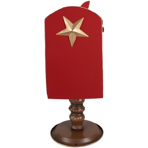 Clayre & Eef 6Y5633 Brievenbus Roodbruin 27x22x51 cm Kerst in landelijke stijl