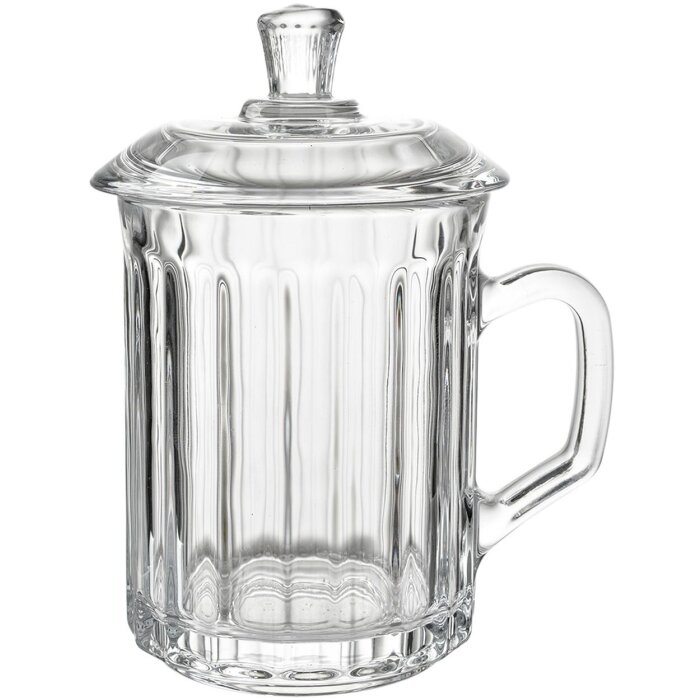Clayre & Eef 6GL4727 Beker met Deksel Glas 250 ml Geribbeld