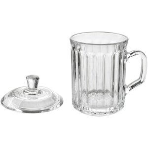 Clayre & Eef 6GL4727 Beker met Deksel Glas 250 ml Geribbeld