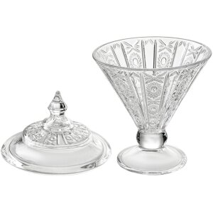 Clayre & Eef bonbonnière glas Ø12x19cm met deksel reliëf motief transparant