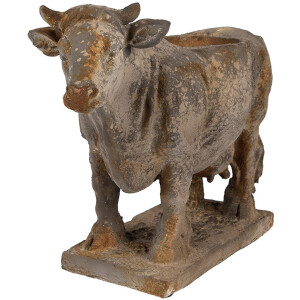 Clayre & Eef 6MG0110 Bloempot Koevorm Grijwit 36x15x28 cm Antieke Stijl