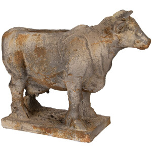 Clayre & Eef 6MG0110 Bloempot Koevorm Grijwit 36x15x28 cm Antieke Stijl