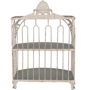 Clayre & Eef 6Y5719 IJzeren Wandrek Groen-Beige 38x23x55 cm Vintage Stijl