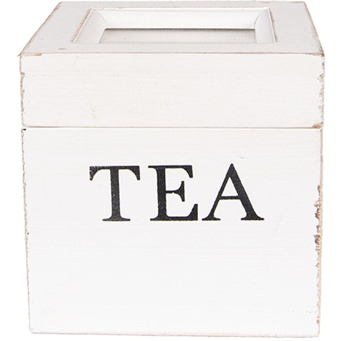 Clayre & Eef 6H2397 Theedoos Wit 12x12x12 cm Landhuisstijl