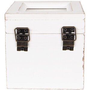 Clayre & Eef 6H2397 Theedoos Wit 12x12x12 cm Landhuisstijl