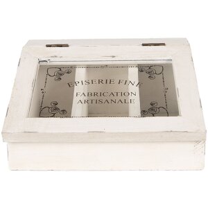 Clayre & Eef 6H2398 Theeblik Antiek Wit 18x16x9 cm