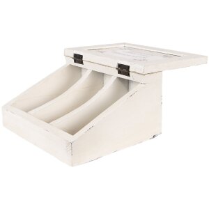 Clayre & Eef 6H2398 Theeblik Antiek Wit 18x16x9 cm