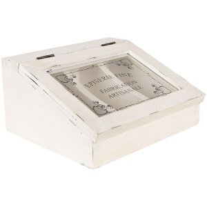 Clayre & Eef 6H2398 Theeblik Antiek Wit 18x16x9 cm