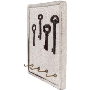 Clayre & Eef 6H2399 Sleutelbord Beige Bruin 22x5x25 cm Hout Ijzer
