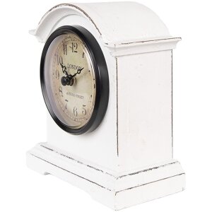 Clayre & Eef 6KL0831 Tafelklok Witbruin 13x7x14 cm Glas Hout Landelijke Stijl