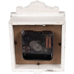 Clayre & Eef 6KL0832 Tafelklok Vintage Grijs-Beige 10x6x14 cm 1xAA Glas Hout