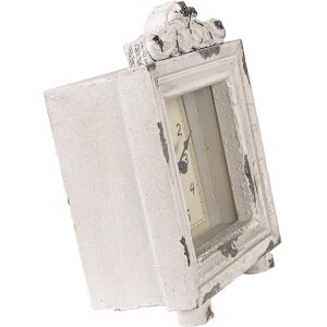 Clayre & Eef 6KL0832 Tafelklok Vintage Grijs-Beige 10x6x14 cm 1xAA Glas Hout