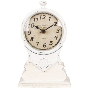 Clayre & Eef 6KL0833 Tafelklok Wit Beige Glas Hout...