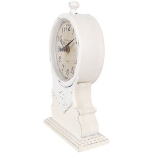Clayre & Eef 6KL0833 Tafelklok Wit Beige Glas Hout 14x6x23 cm 1xAA Vintage