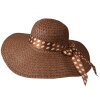 Juleeze JZHA0121 dameshoed bruin 57 cm stro met stippen strik zomerhoed