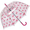 Juleeze JZUM0092 Paraplu transparant flamingo design 90cm robuust roze steel
