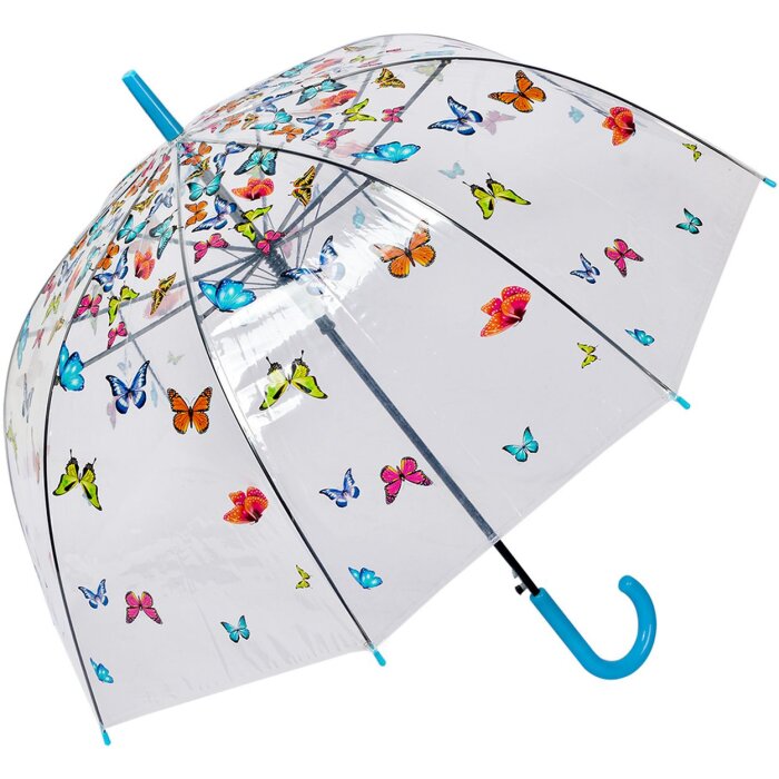 Juleeze JZUM0093 Paraplu Transparant vlindermotief Ø 90x82 cm Blauw
