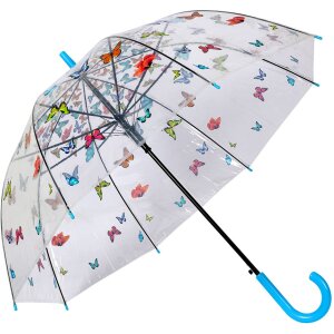 Juleeze JZUM0093 Paraplu Transparant vlindermotief Ø 90x82 cm Blauw