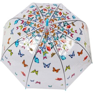 Juleeze JZUM0093 Paraplu Transparant vlindermotief Ø 90x82 cm Blauw