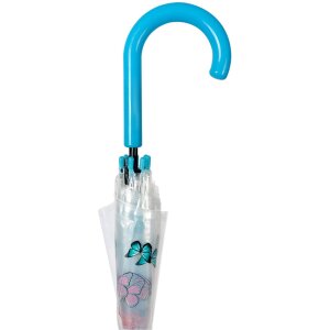 Juleeze JZUM0093 Paraplu Transparant vlindermotief Ø 90x82 cm Blauw