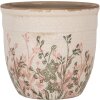Clayre & Eef 6CE1974S Decoratie Bloempot Beige Roze Groen Ø 13x11 cm