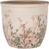 Clayre & Eef 6CE1974S Decoratie Bloempot Beige Roze Groen Ø 13x11 cm