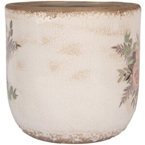 Clayre & Eef 6CE1981XL Bloempot Beige Roze Ø 20x19 cm Keramiek landelijke stijl