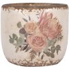 Clayre & Eef 6CE1981XS Bloempot keramiek beige roze Ø 8x7 cm landelijke stijl