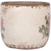 Clayre & Eef 6CE1981XS Bloempot keramiek beige roze Ø 8x7 cm landelijke stijl