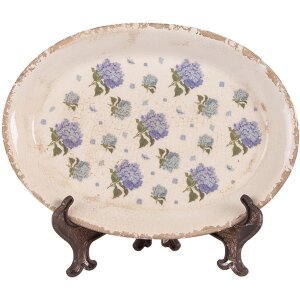 Clayre & Eef 6CE2024 Decoratiebord Beige Blauw 25x18...