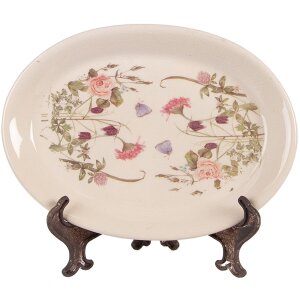 Clayre & Eef 6CE2030 Decoratiebord Beige Roze 25x18...