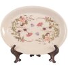 Clayre & Eef 6CE2030 Decoratiebord Beige Roze 25x18 cm Vintage Keramiek