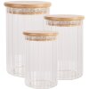 Clayre & Eef 6GL4719L Voorraadpot met deksel bamboe Ø 8x18 cm glas hout