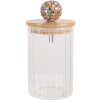 Clayre & Eef 6GL4719S Voorraadpot met deksel Transparant Ø 7x10 cm Glas Hout