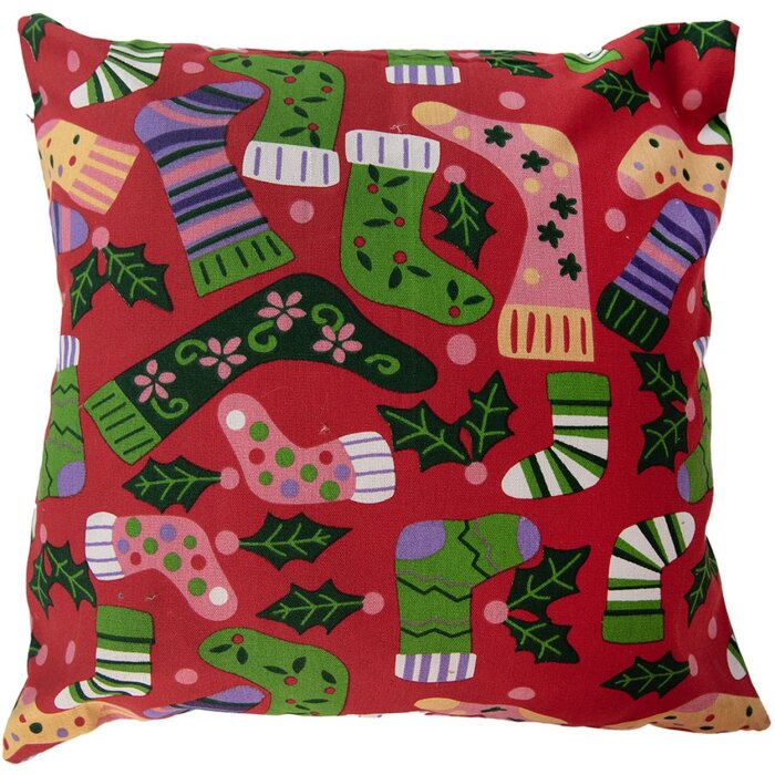 Clayre & Eef KT021.428 Kussenhoes 44x44 cm Rood Kerstdesign
