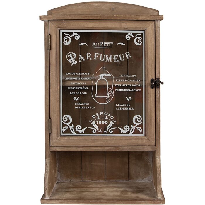 Clayre & Eef 50812 Muurkast Bruin 32x15x54 cm Vintage Glasdeur