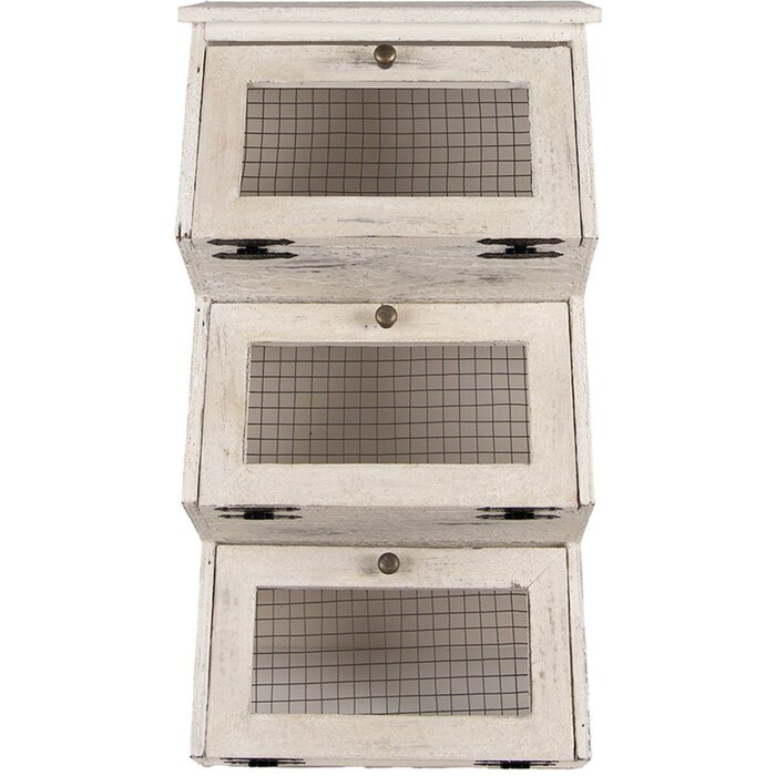 Clayre & Eef 5H0732 Wandkast Wandplank landelijke stijl wit bruin 33x25x61 cm