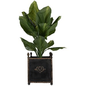 Clayre & Eef 5Y1293 Bloempot Set van 2 Barok Stijl Zwart Ijzer Interieur