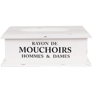 Clayre & Eef 6H2396 Zakdoekdoos Wit Hout 28x16x10 cm...