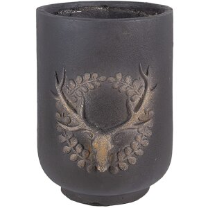 Clayre & Eef 6MG0109 Decoratie bloempot hert motief grijs-beige Ø 23x31 cm