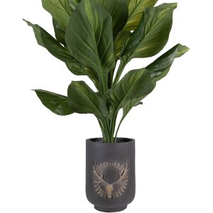 Clayre & Eef 6MG0109 Decoratie bloempot hert motief grijs-beige Ø 23x31 cm