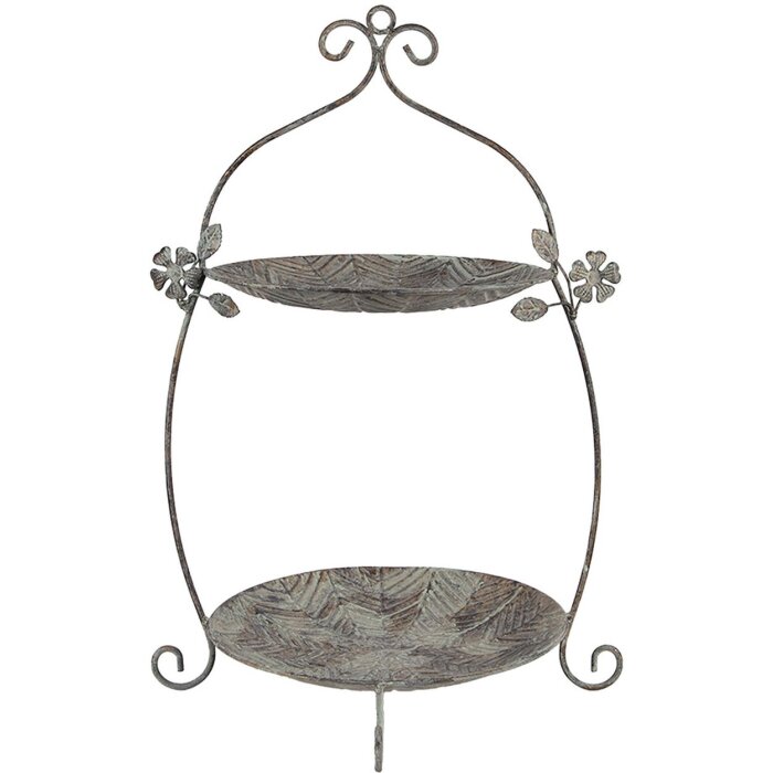 Clayre & Eef 6Y5657 Etagère 34x32x50 cm Groen Bruin Antiek Metaal Vintage Stijl
