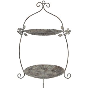 Clayre & Eef 6Y5657 Etagère 34x32x50 cm Groen Bruin Antiek Metaal Vintage Stijl