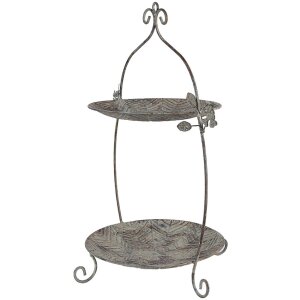 Clayre & Eef 6Y5657 Etagère 34x32x50 cm Groen Bruin Antiek Metaal Vintage Stijl